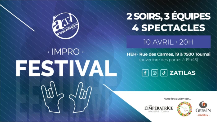 Affiche du Festival d’improvisation – Zatilas, soirée du 10 avril