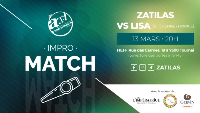 Affiche du spectacle Match d’improvisation – Zatilas, 13 mars