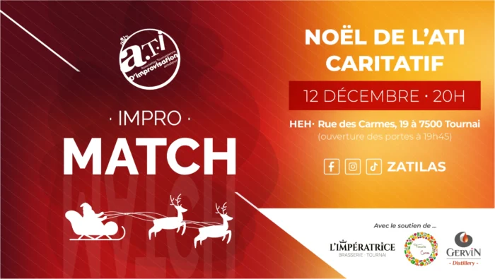 Affiche du Match caritatif d’improvisation – Zatilas, 12 décembre